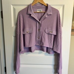BUCKETLIST Lilac Button-Up Cropped Shirt
